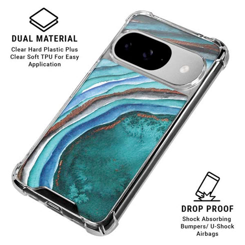 Turquoise Watercolor Geode Google Pixel 10 Clear Case